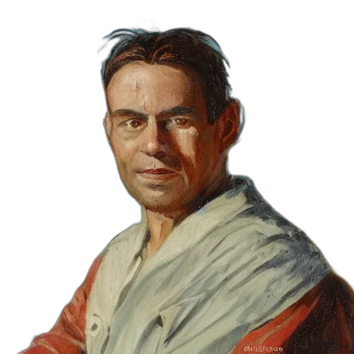face, staff, jacket, oil painting transparent PNG cut-out