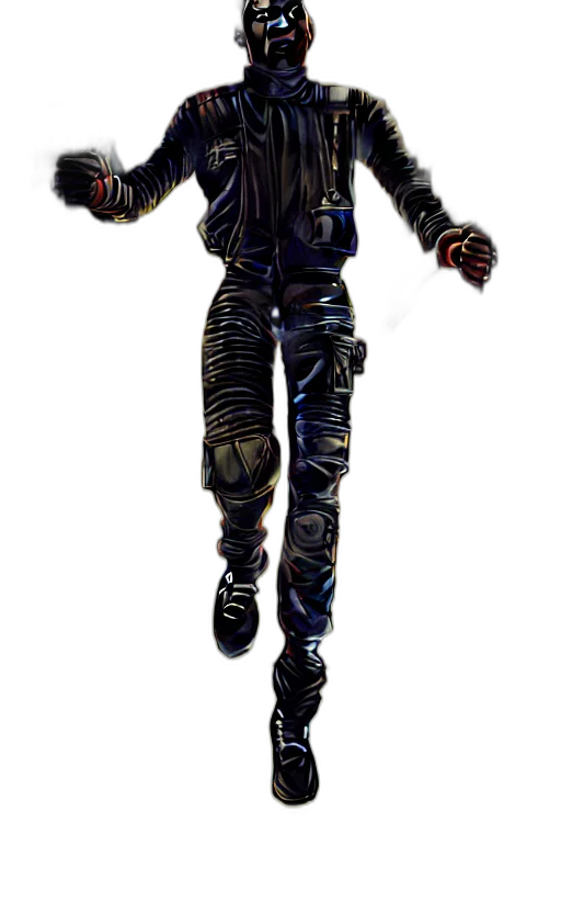 jacket, staff, robot, weapon transparent PNG cut-out