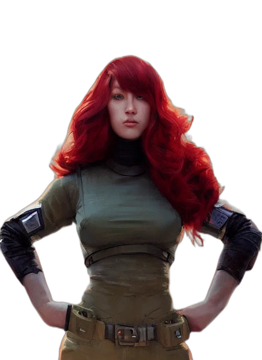 hair, concept art, fantasy art, comic book art, 3d render, red, cinematic, shot transparent PNG cut-out