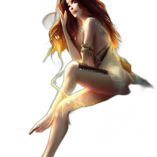 dress, staff, creature, fantasy art transparent PNG cut-out