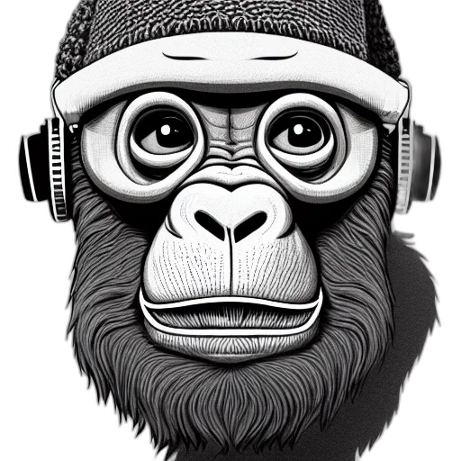 mask, animal, cartoon, photorealistic, concept art, comic book art, stoned, ape transparent PNG cut-out