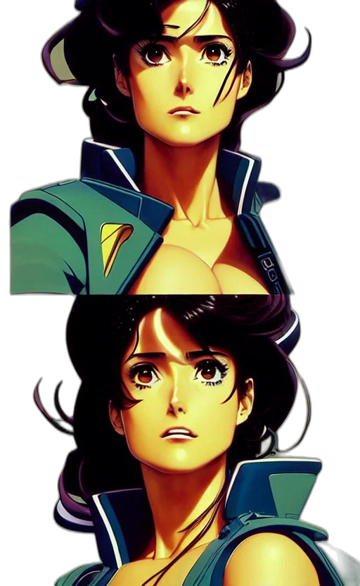 face, anime, vaporwave, comic book art transparent PNG cut-out