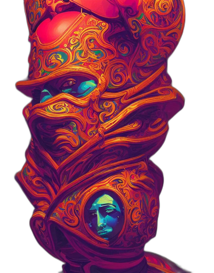 mask, face, robot, creature, fantasy art, concept art, comic book art, watercolor transparent PNG cut-out