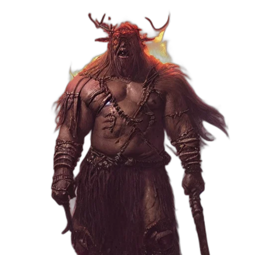 staff, creature, concept art, fantasy art, comic book art, 3d render, red, dark transparent PNG cut-out