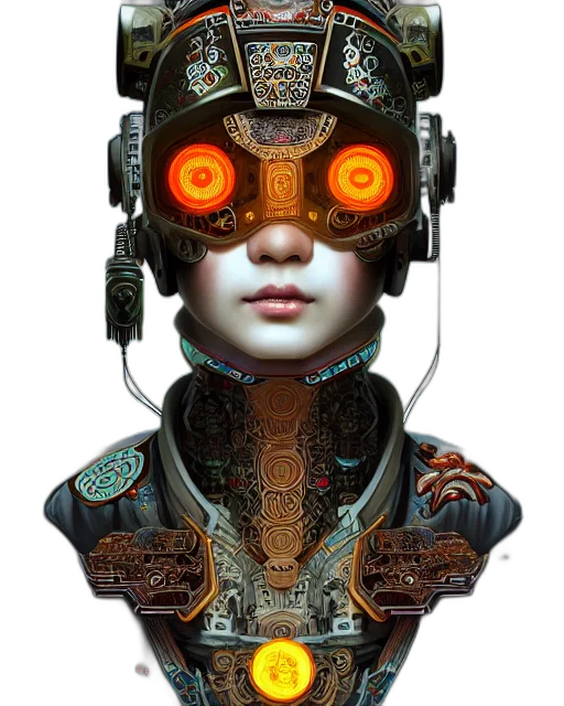 robot, mask, face, cyberpunk, concept art, fantasy art, 3d render, portrait transparent PNG cut-out