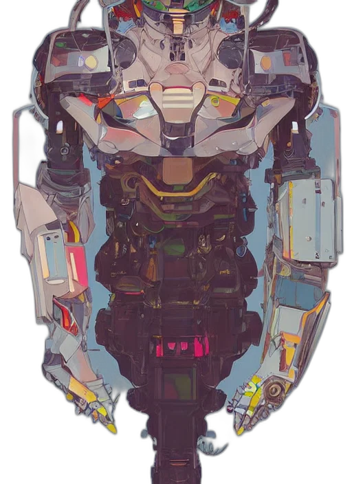 robot, face, weapon, mask, concept art, cyberpunk, pixel art, comic book art transparent PNG cut-out