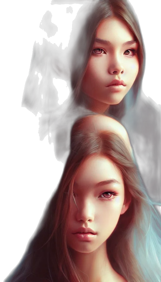 face, mask, hair, photorealistic transparent PNG cut-out
