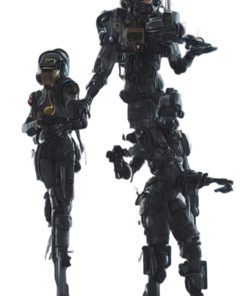 robot, weapon, concept art, 3d render transparent PNG cut-out