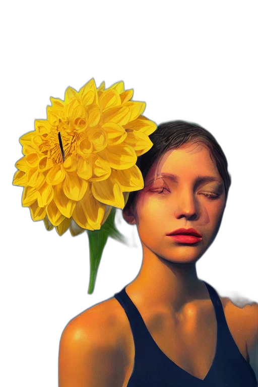 flower, face, mask, crown, photorealistic, oil painting, 3d render, pixel art transparent PNG cut-out