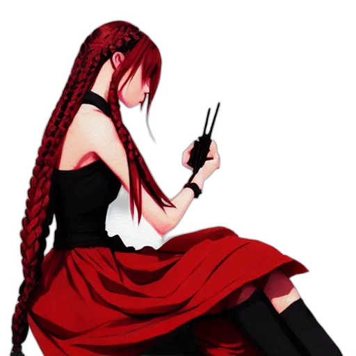 hair, staff, dress, weapon, pixel art, anime, concept art, fantasy art transparent PNG cut-out