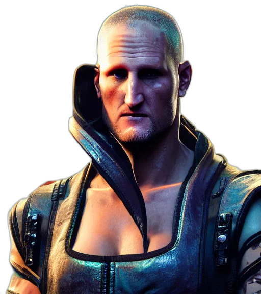 face, jacket, cyberpunk, concept art, fantasy art, photorealistic, charismatic, rugged transparent PNG cut-out