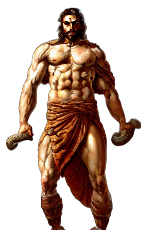 fantasy art, concept art, photorealistic, pixel art, ancient, spartan, gigachad, hero transparent PNG cut-out