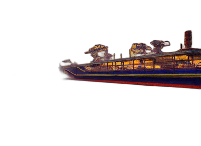 3d render, concept art, photorealistic, fantasy art, neon, robotic, cyberpunk, steamboat transparent PNG cut-out
