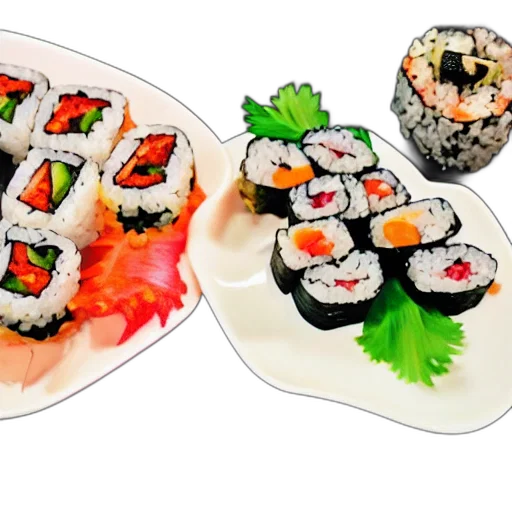 food, photorealistic, 3d render, vegan, sushi, expensive, dinner transparent PNG cut-out