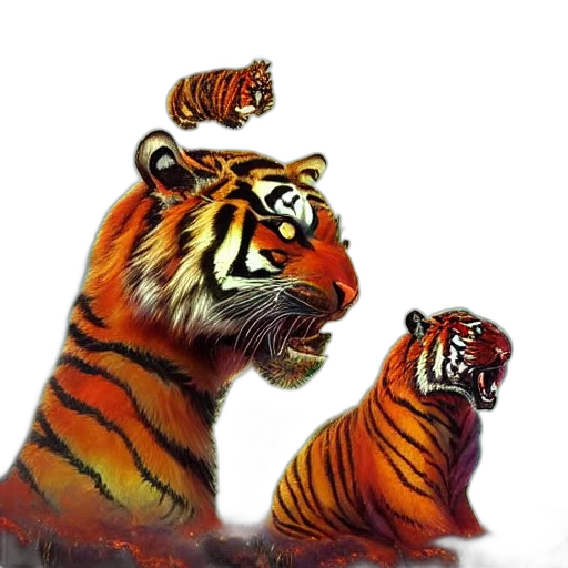 animal, oil painting, photorealistic, concept art, fantasy art, forest, fire, underwater transparent PNG cut-out