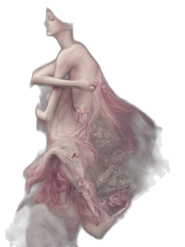 dress, creature, crown, concept art, fantasy art, watercolor, photorealistic, fog transparent PNG cut-out