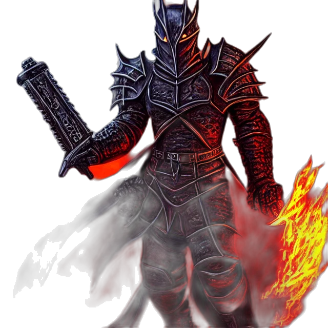 sword, weapon, concept art, fantasy art, comic book art, pixel art, fire, dark transparent PNG cut-out
