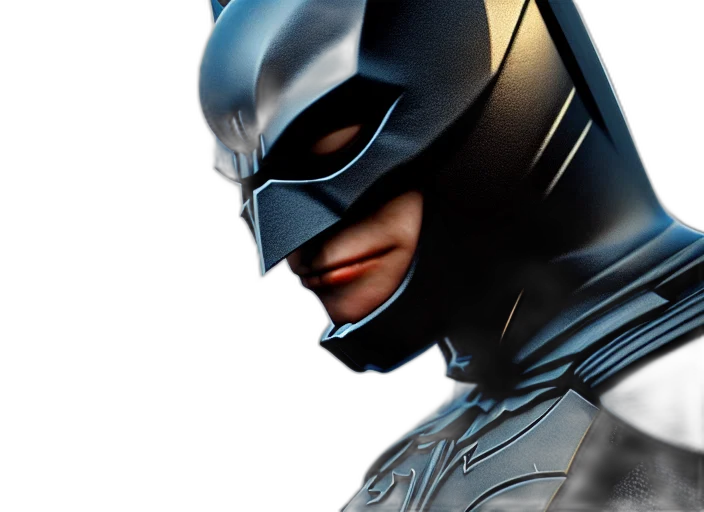 mask, 3d render, comic book art, photorealistic, concept art, dark, knight, highly transparent PNG cut-out