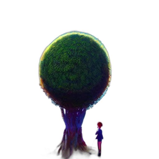 tree, creature, hair, staff transparent PNG cut-out