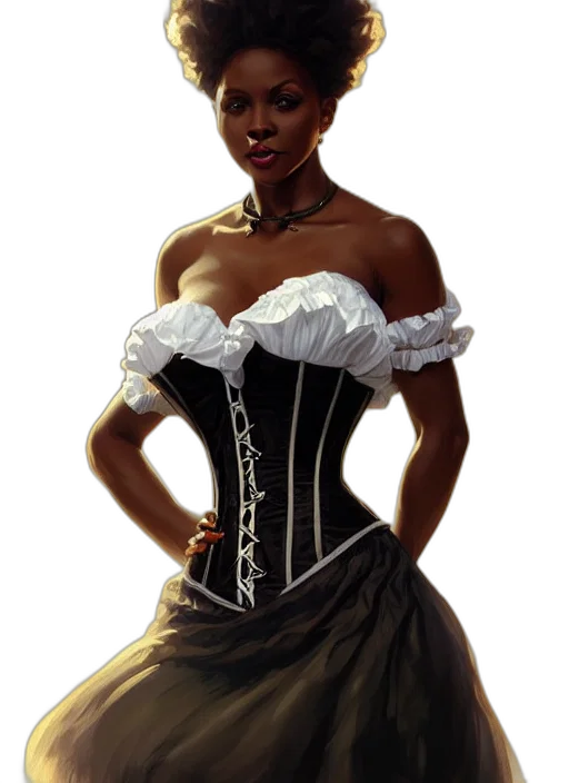 dress, concept art, fantasy art, photorealistic, comic book art, cute, black, woman transparent PNG cut-out