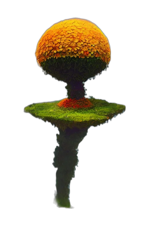 crown, tree, hat, flower, 3d render, concept art, pixel art, photorealistic transparent PNG cut-out