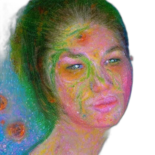 face, mask, creature, hair, photorealistic, oil painting, vaporwave, 3d render transparent PNG cut-out