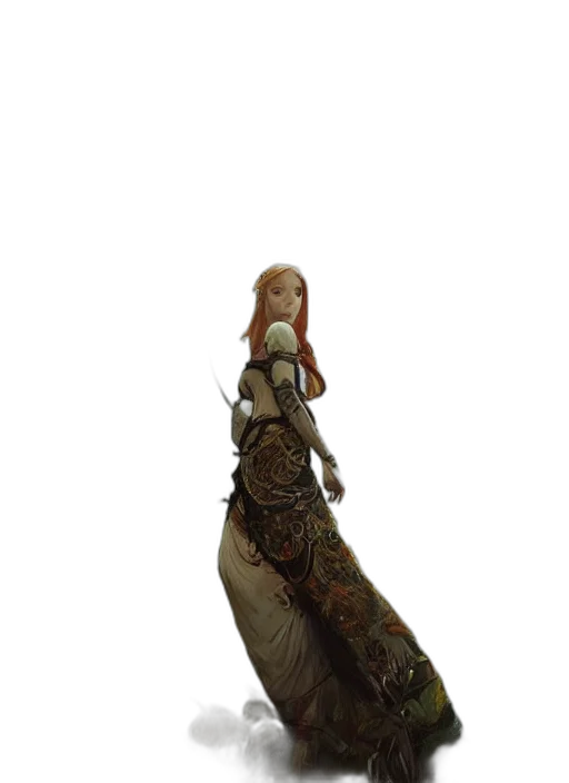 dress, staff, sword, dragon transparent PNG cut-out
