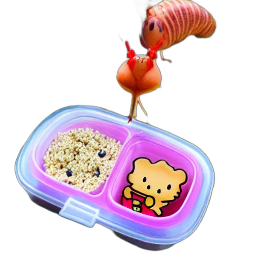 food, creature, 3d render, underwater, lunch, bugs, sanrio, sparkles transparent PNG cut-out