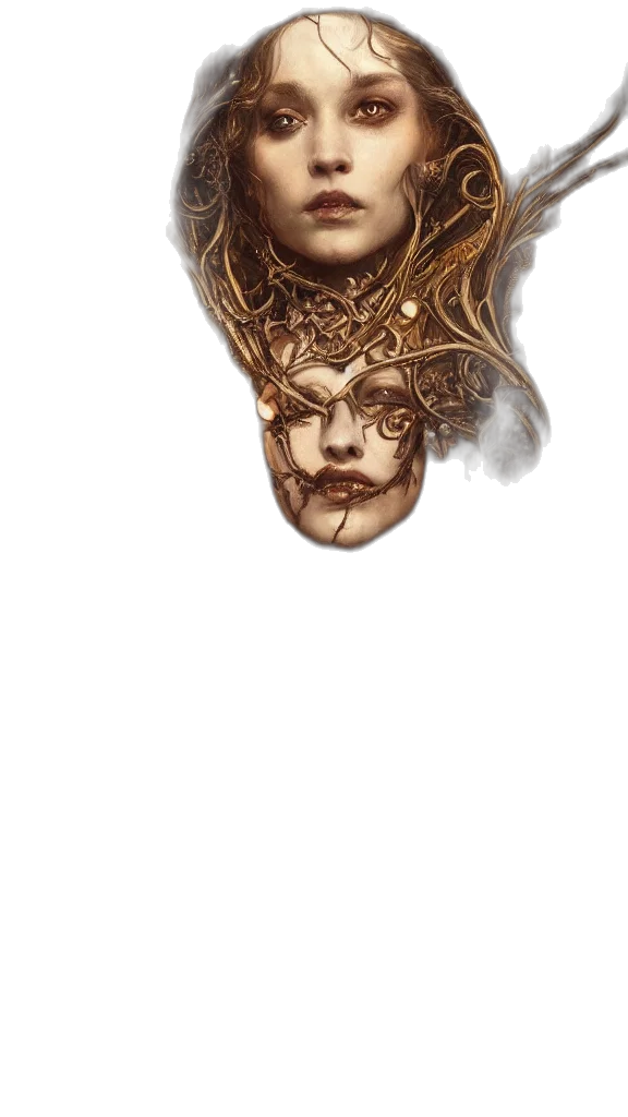 mask, crown, face, jewelry, fantasy art, concept art, photorealistic, 3d render transparent PNG cut-out