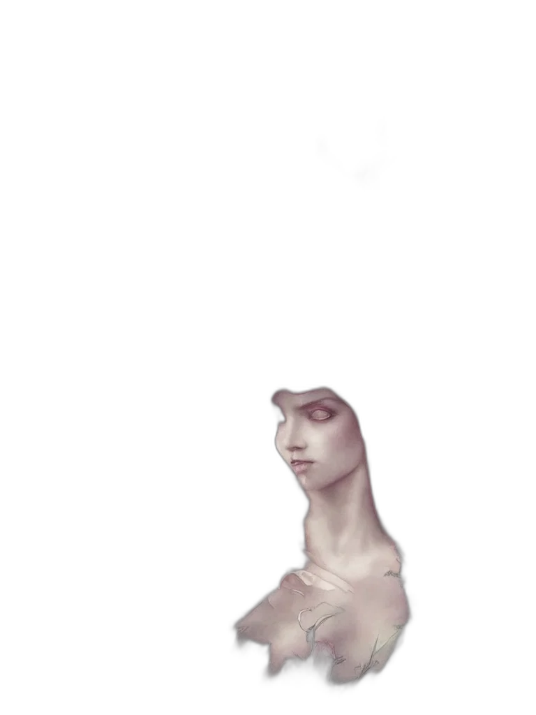 creature, face, mask, dress, 3d render, concept art, photorealistic, vaporwave transparent PNG cut-out
