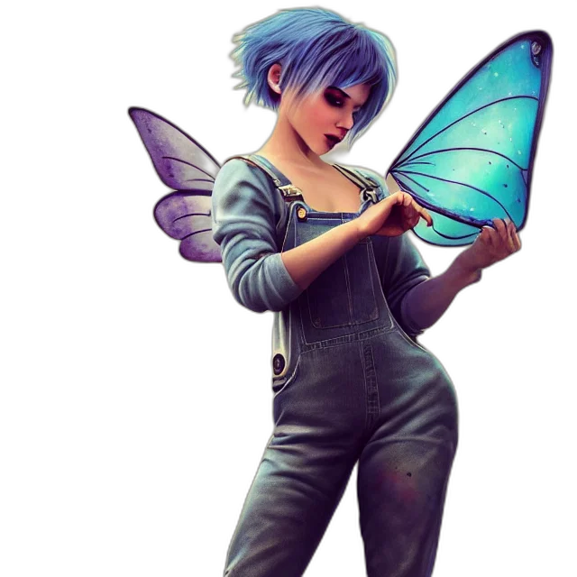 concept art, fantasy art, 3d render, pixel art, blue, full, body, pose transparent PNG cut-out