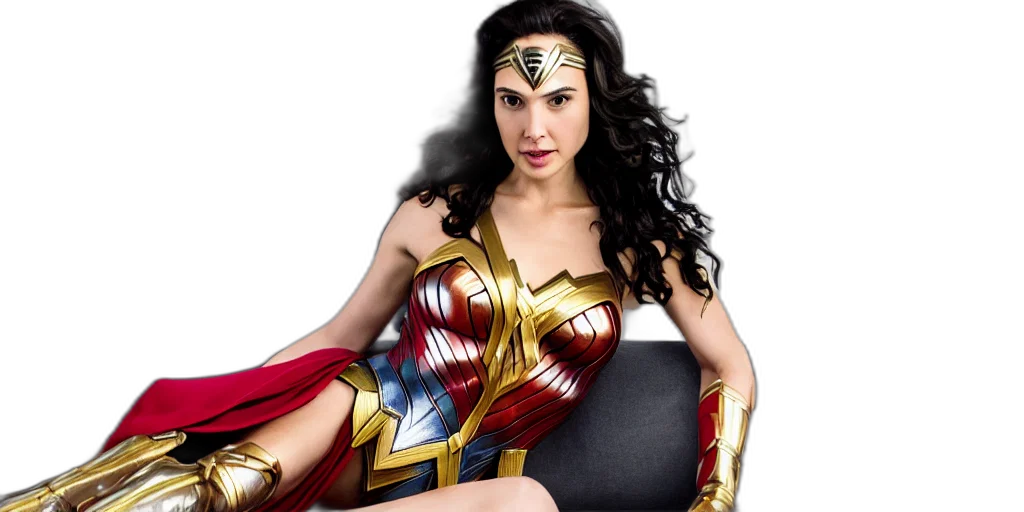 comic book art, concept art, photograph, gal, gadot, dressed, wonder, woman transparent PNG cut-out
