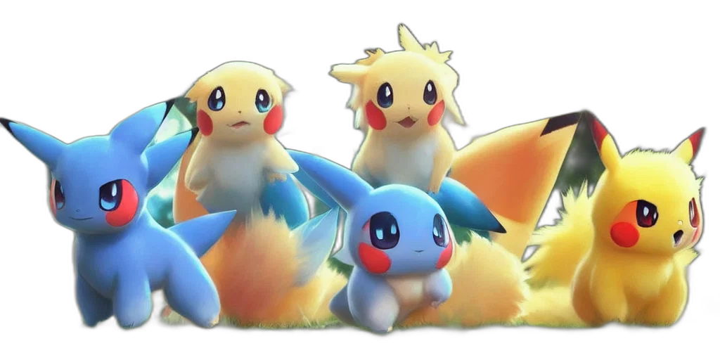concept art, 3d render, fantasy art, watercolor, real, life, pokemons, cute transparent PNG cut-out