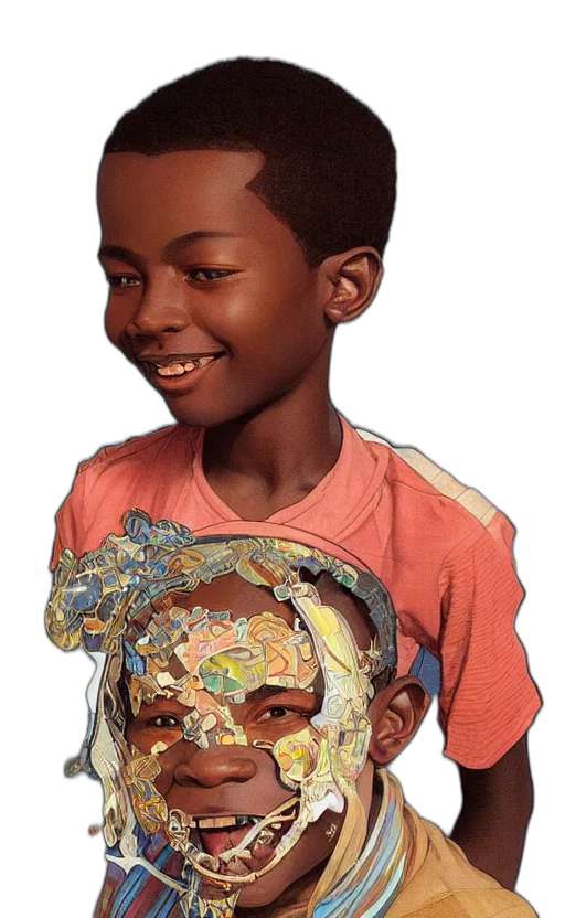 face, mask, crown, hat, photorealistic, 3d render, concept art, cartoon transparent PNG cut-out