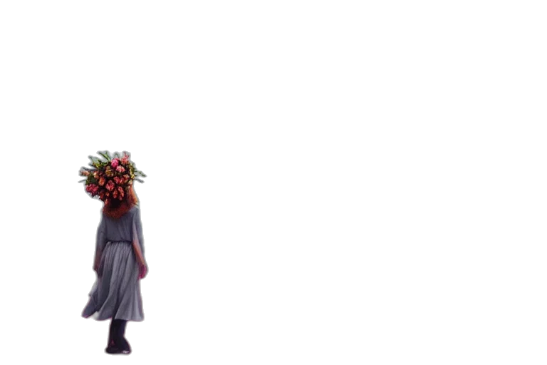 flower, dress, crown, hair, concept art, anime, 3d render, pixel art transparent PNG cut-out