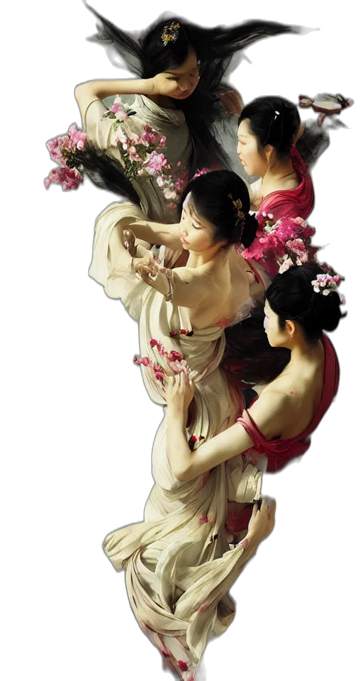 flower, dress, staff, photorealistic transparent PNG cut-out