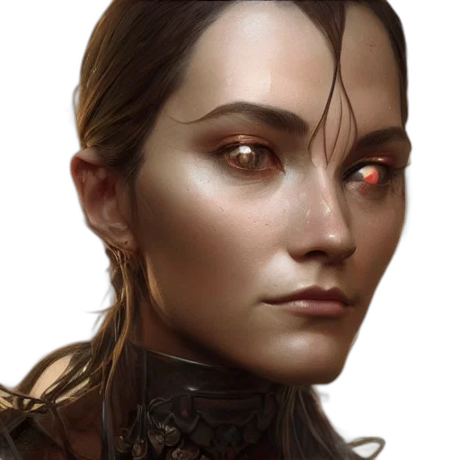 face, robot, staff, fantasy art, concept art, photorealistic, cyberpunk, dark transparent PNG cut-out