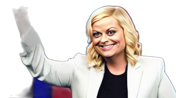 jacket, leslie, knope, show, parks, recreation, waving, goodbye transparent PNG cut-out