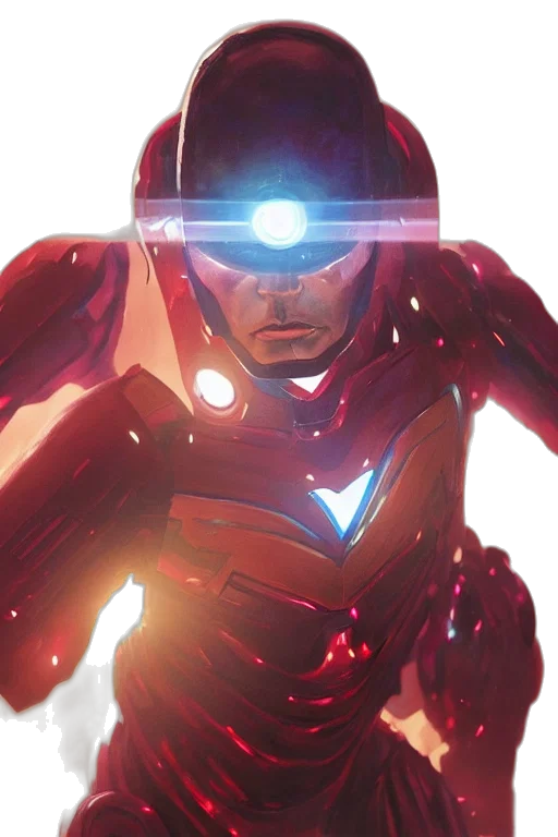 robot, comic book art, concept art, 3d render, cyberpunk, red, highly, detailed transparent PNG cut-out