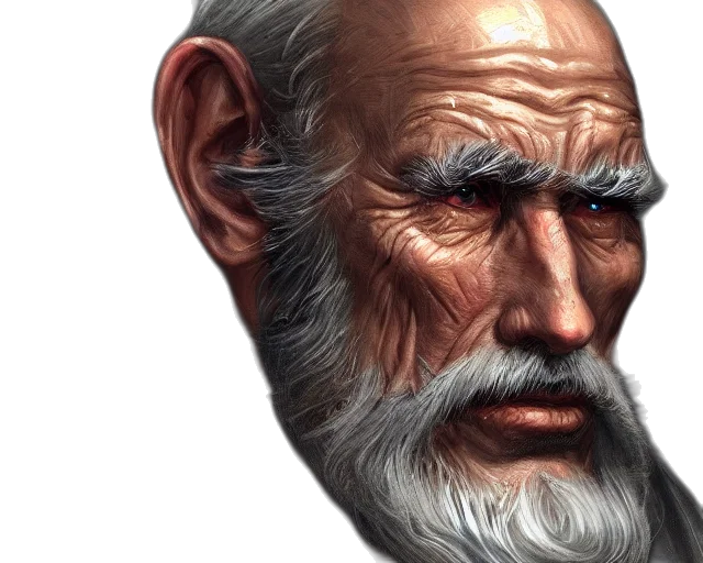 face, photorealistic, fantasy art, concept art, oil painting, old, man, rings transparent PNG cut-out