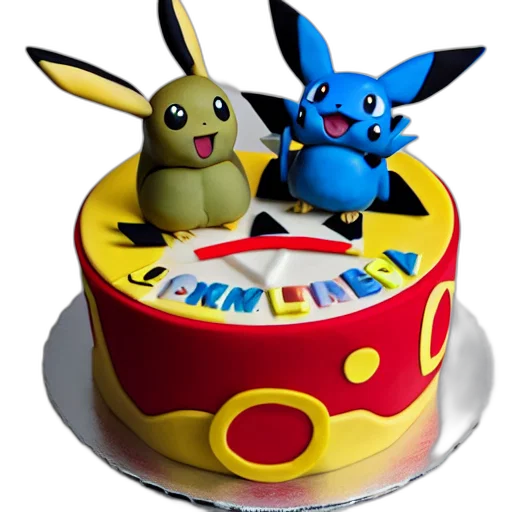 3d render, pokemon, cake, studio transparent PNG cut-out