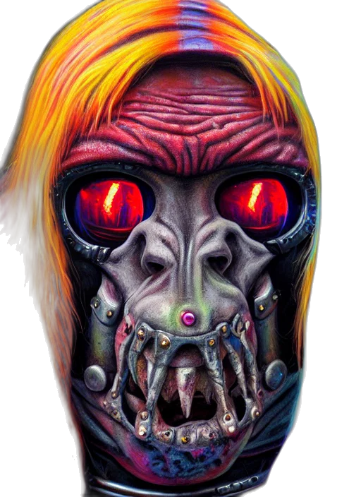 mask, face, creature, robot, concept art, cyberpunk, photorealistic, comic book art transparent PNG cut-out