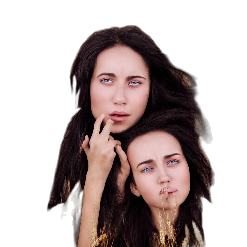 face, hair, creature, photorealistic transparent PNG cut-out