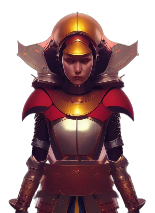 robot, sword, crown, staff, concept art, fantasy art, comic book art, 3d render transparent PNG cut-out