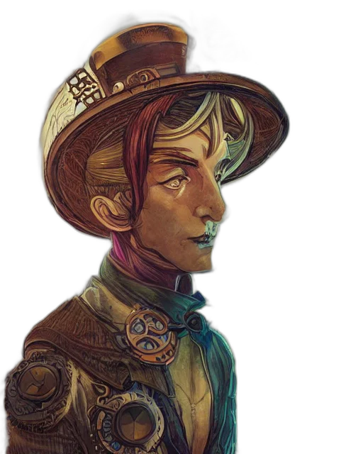 hat, staff, face, crown, concept art, fantasy art, watercolor, comic book art transparent PNG cut-out