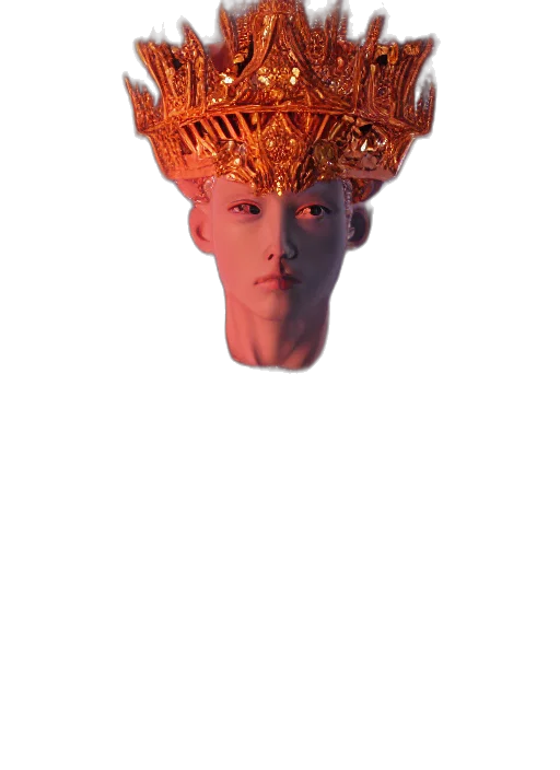 crown, mask, hat, face, vaporwave, 3d render, photorealistic, concept art transparent PNG cut-out