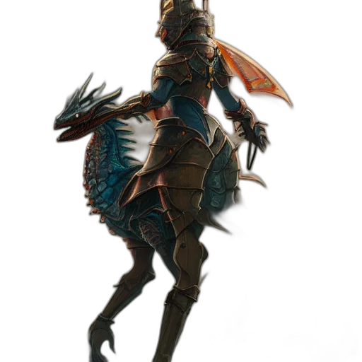 dragon, creature, staff, robot transparent PNG cut-out