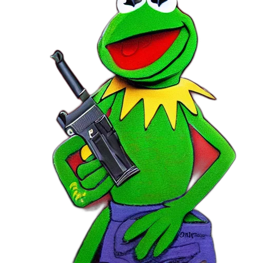 weapon, animal, staff, cartoon, concept art, kermit, frog, holding transparent PNG cut-out