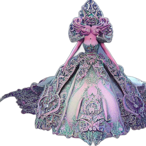 dress, crown, jewelry, 3d render, concept art, fantasy art, pastel, gorgeous transparent PNG cut-out