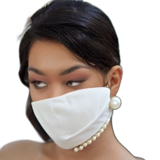 mask, face, cyberpunk, photorealistic, beautiful, covered, small, white transparent PNG cut-out